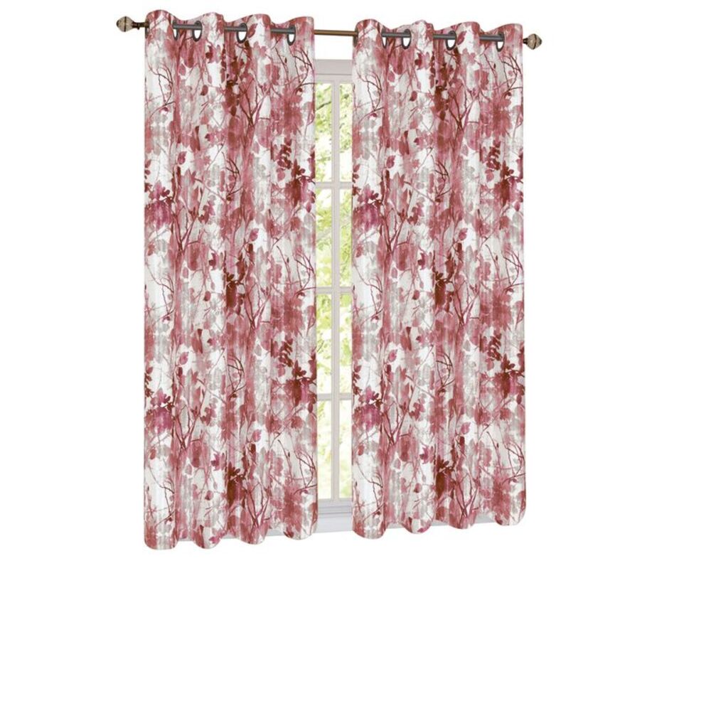 Collections Etc Tranquil Trees Insulated Curtain Panel Burgundy 50" x 84"